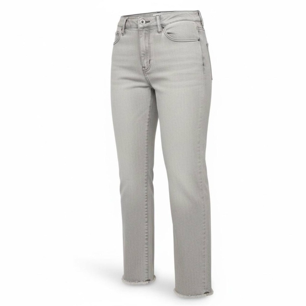 LOFT Women's Grey denim Jeans with a flared leg Size 4